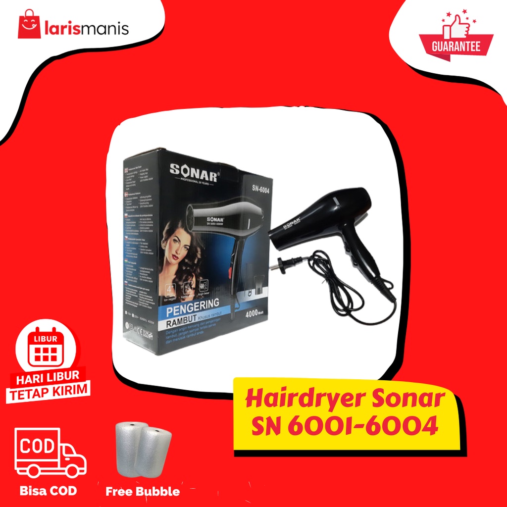 HAIR DRYER SALON PENGERING RAMBUT PROFESSIONAL HAIR DRYER BESAR LOW WATT HAIRDRYER SONAR SN-6001-6006 / PENGERING RAMBUT Hairdryer Pengering Rambut Termurah / Hair Dryer ORIGINAL / Hair dryer Kucing Hair Dryer Mini Hair Dryer Low Watt Hair Dryer Kucing