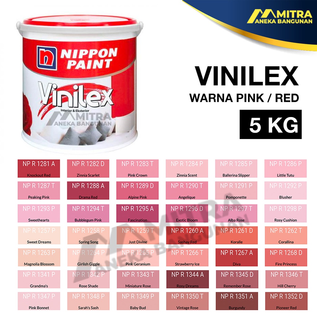 Jual CAT TEMBOK NIPPON PAINT VINILEX 5 KG / EKSTERIOR INTERIOR / WARNA