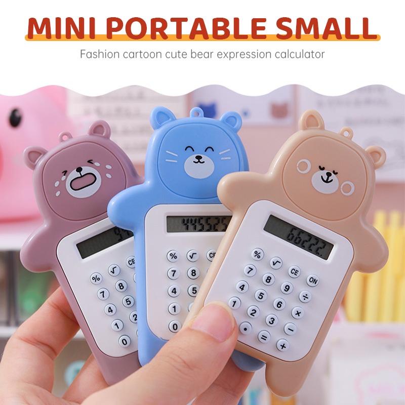 COD❤️Kalkulator Saku Portable Dengan Gantungan Kunci Untuk Kantor Mini Lucu Motif Calculator Stationary -A.one