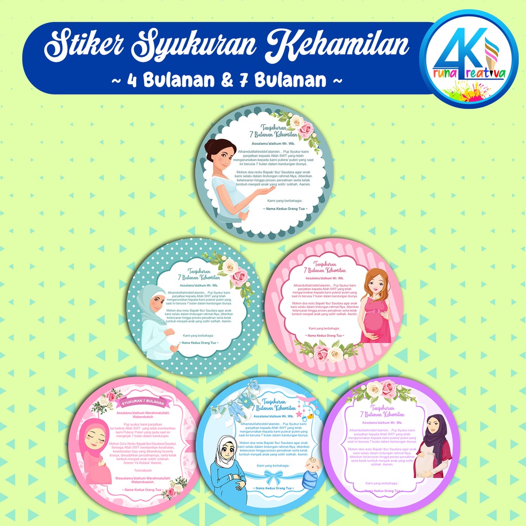 

ArunaKreativa Stiker Kehamilan 4 Bulanan, 7 Bulanan | Stiker Label Syukuran Kehamilan Bulat