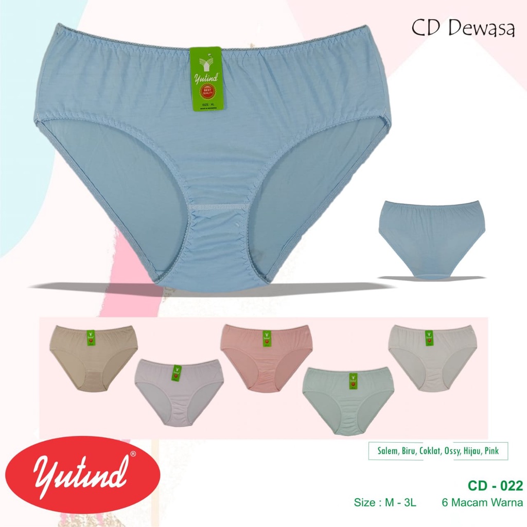 6PCS CD CELANA DALAM WANITA YUTIND 022 KARET ZIG-ZAG