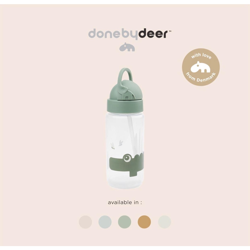 ￼Done by Deer Straw Bottle Deer Friends 350ml - Botol Minum Anak