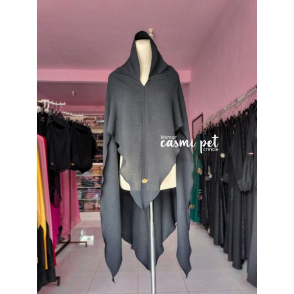 KHIMAR SYAR'I CRINCLE | KHIMAR BERGO TALI HITAM AJEJAZ  by Asy-syakira fashion temboro termurah