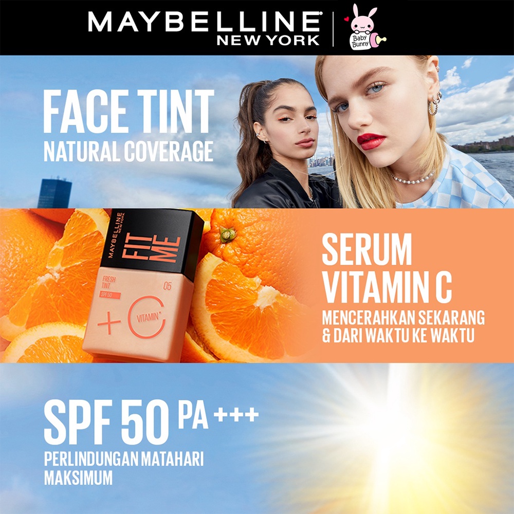 ❤ BELIA ❤ MAYBELLINE Fit Me Fresh Tint - Foundation Tint With Vitamin C And SPF 50 For Fresh &amp; Bright Look Face Make Up | BPOM