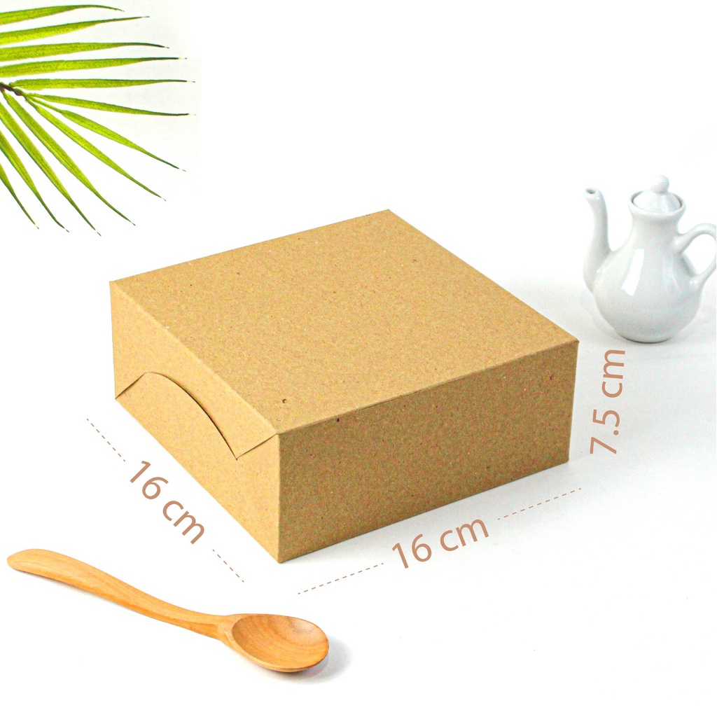 

Box Kraft 16x16x7.5/ Kotak Nasi Kue Roti Cake Tart Pizza Snack / Dus Coklat