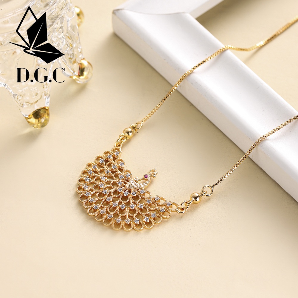 ✨D.G.C✅Kalung Rantai Titanium Wanita Lapis Emas Mewah Berlian Liontin Aksesoris Pesta Cantik Jewelry Perhiasan D128