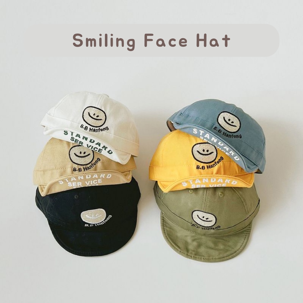 COD- Topi BaseBall anak laki laki impor korea / Topi premium Motif SMILE Usia 1-4 tahun