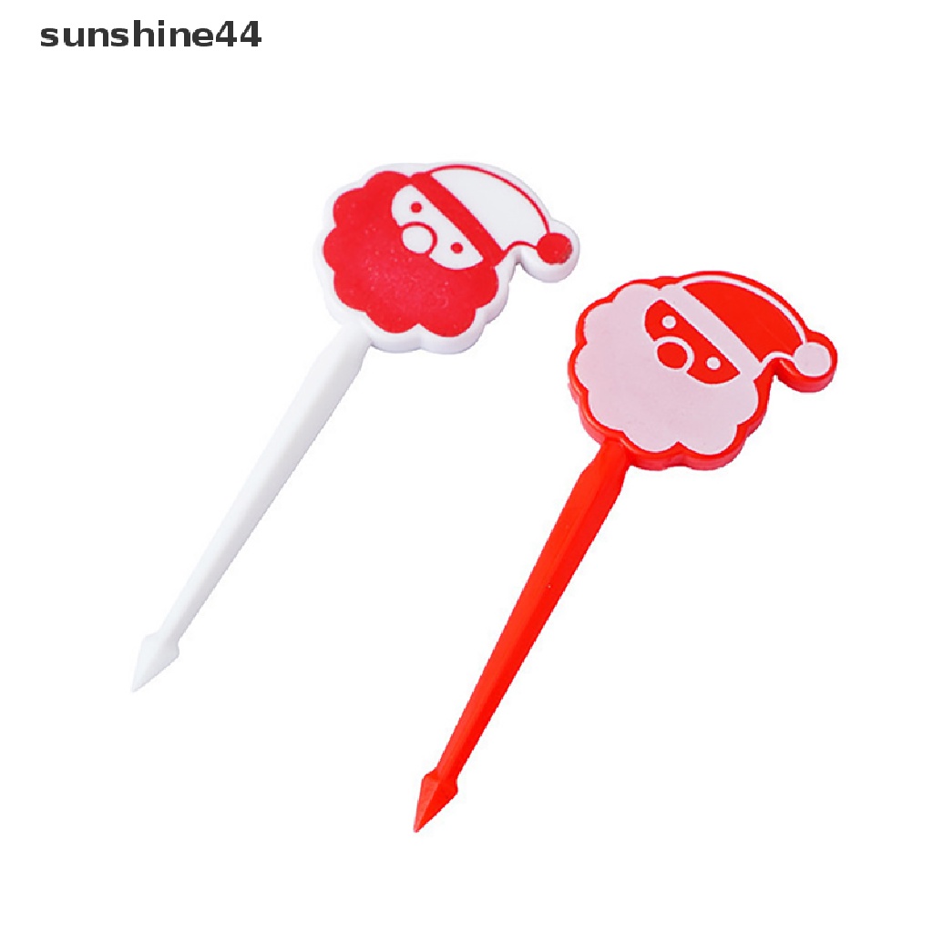 Sunshine 8pcs / set Garpu Buah / Kue / Snack / Dessert Desain Kartun Natal Untuk Anak