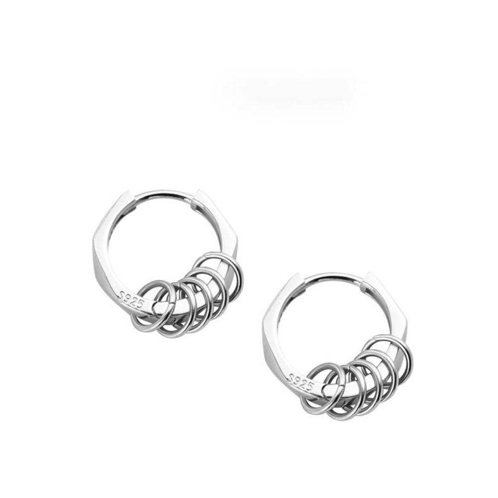 NEEDWAY Man Hoop Earrings Perak Sederhana Hiphop Punk Fashion Perhiasan Fashion Tampan