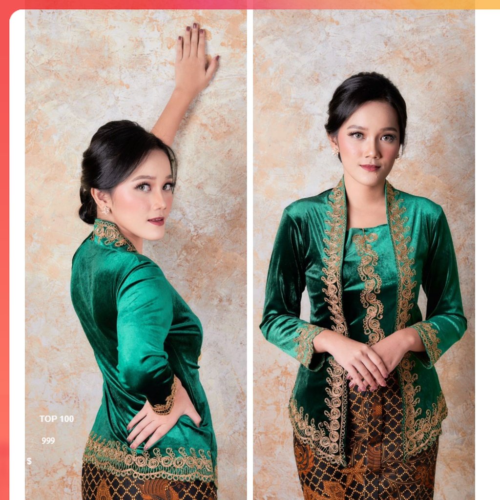 KEBAYA BLUDRU CORNELI KUTUBARU JUMBO ( BAHAN MELAR LD : 95 - 120 ) Kebaya Bludru