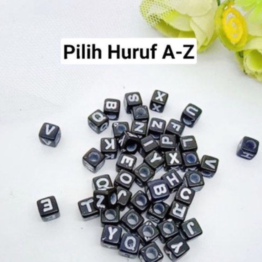 Yasafa Manik Pilih Huruf A-Z Model Kubus Hitam