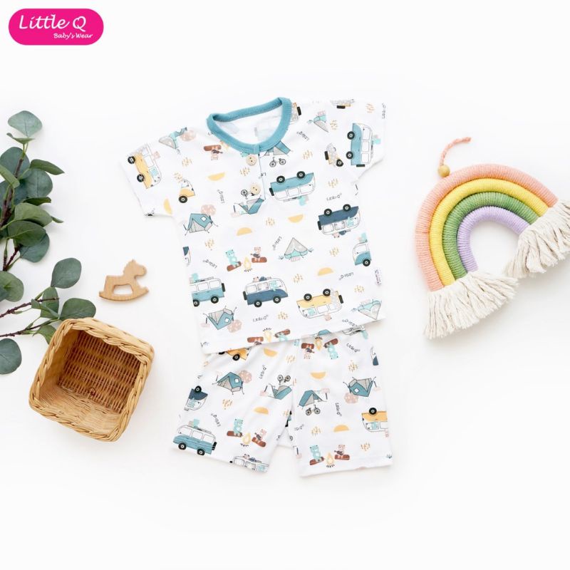 3stl_setelan pendek LITTLE Q motif panda,Dino,koala,rain series / setelan little q print motif  hewan