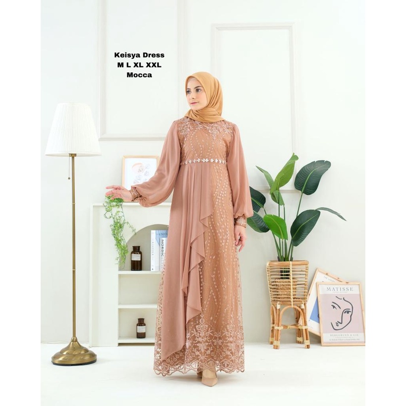 Permata Olshop / Kebaya Gamis Keisya NF / Gamis Kebaya Brukat Tulle Bordir / Gamis Pesta Mewah / Gamis Modern / Kebaya Kondangan