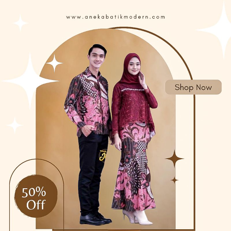 COUPLE KEBAYA BATIK TILE MODERN AYUDIA ROK DUYUNG WARNA MERAH MARUN PESTA KONDANGAN TUNANGAN LAMARAN