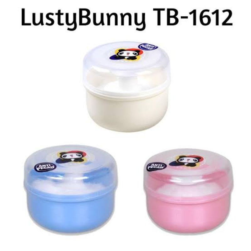 Lusty Bunny All In ONE Powder Case Anti Pecah Singel TB1612 - Double Case TB1600 TB1526 - Lustybunny Tempat Bedak Bayi - Lusty Buny Wadah Bedak Powder Bayi Dua Sekat Dua Sisi TB-1600 TB-1612