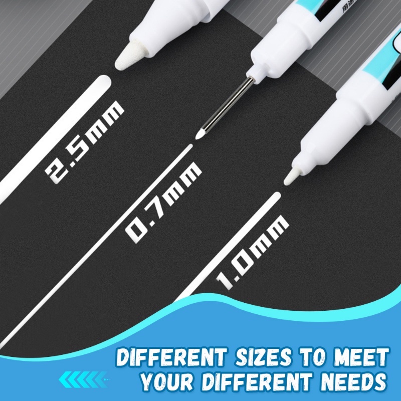 1pc 0.7/1.0/2.5mm Putih Spidol Berminyak Tahan Air Gel Pulpen DIY Graffiti Sketsa Penanda Alat Tulis Menulis Perlengkapan Sekolah