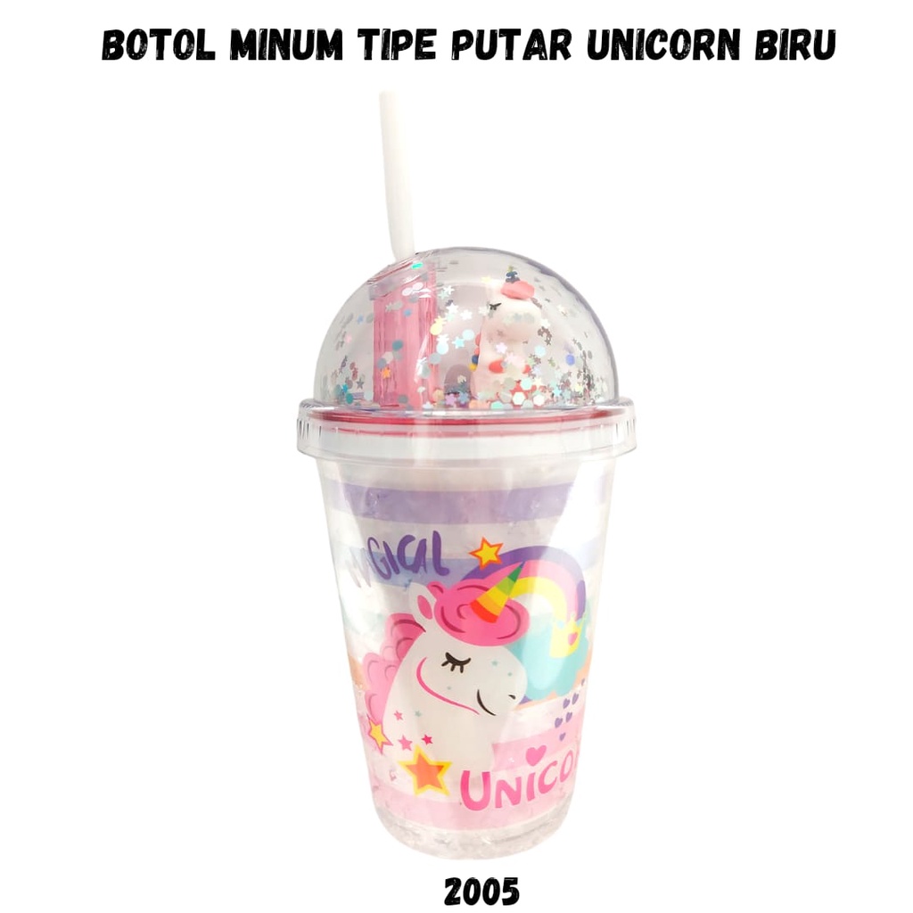 Tumbler Unicorn Blink / Gelas Karakter anak gliter Unicorn