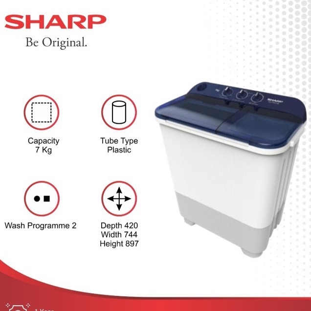 SHARP | ES-T75NT-PK Mesin Cuci 2 tabung 7kg