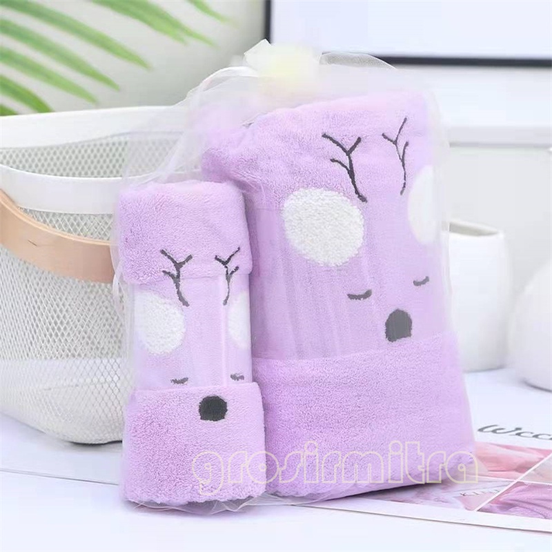 Handuk Set 2in1 Handuk Mandi 70x140cm dan Handuk Wajah 35x75cm Handuk Dewasa Unisex Handuk Couple Hampers Handuk Seserahan Handuk Anak Souvenir Wedding Kado Ulang Tahun