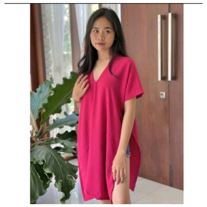 Yasinta Long Square Top Crinkle Nagita Atasan Wanita V-neck Oversize AIRFLOW CRINKLE ANTI LECEK BR