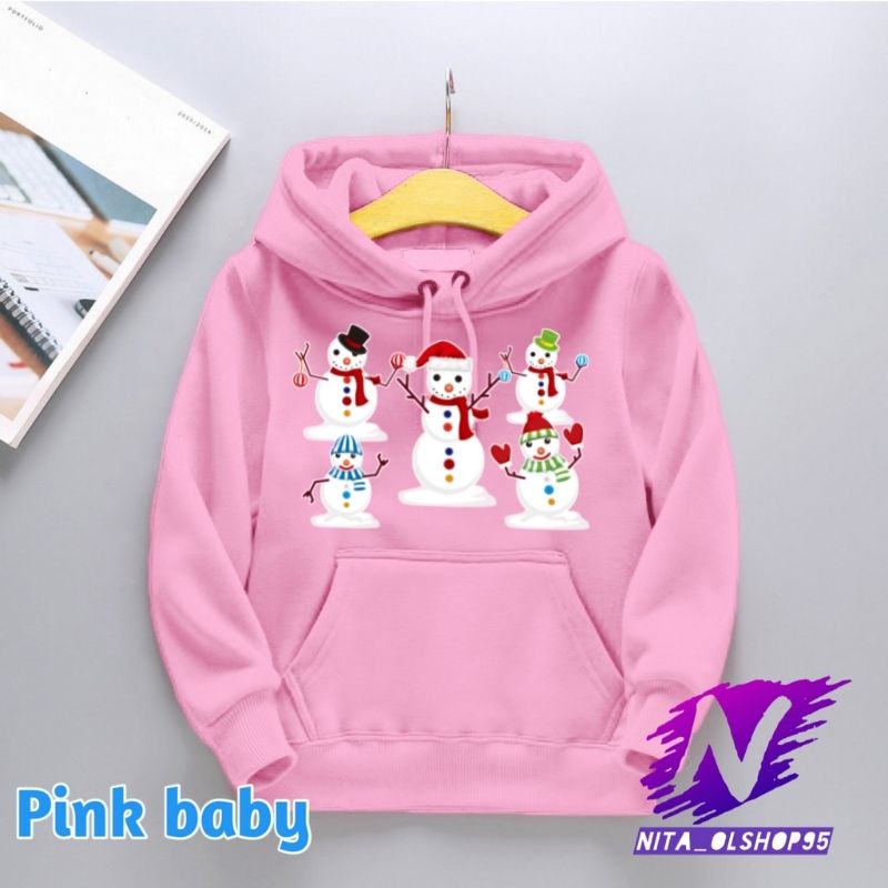 hoodie anak boneka salju natal tahun baru sweater hoodie anak lucu boneka salju