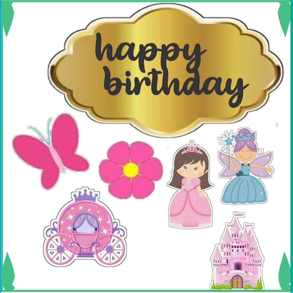TOPER CETAK TOPPER CAKE ULANG TAHUN / HIASAN KUE PRINCESS Toko_Arsha