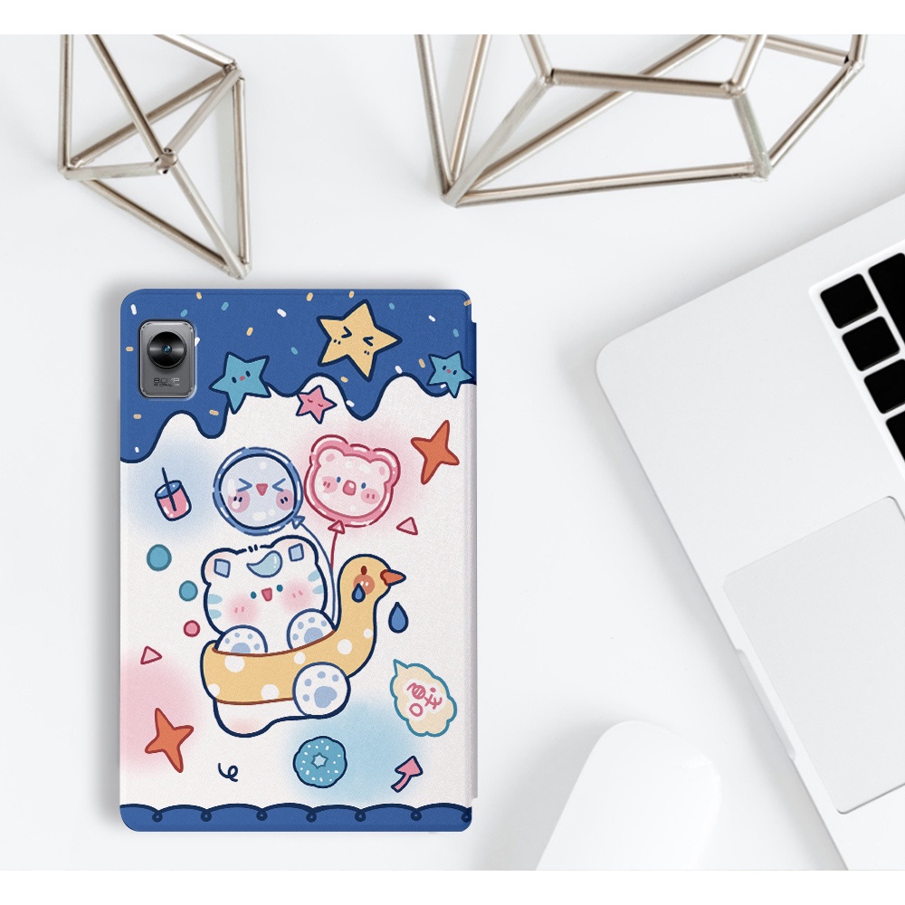 Case Pelindung Tablet Realme Pad mini (2022) 8.7-inch RMP2105 Realme Pad X 10.95 &quot;RMP2107 RMP2108 Motif Kartun Bahan Kulit PU