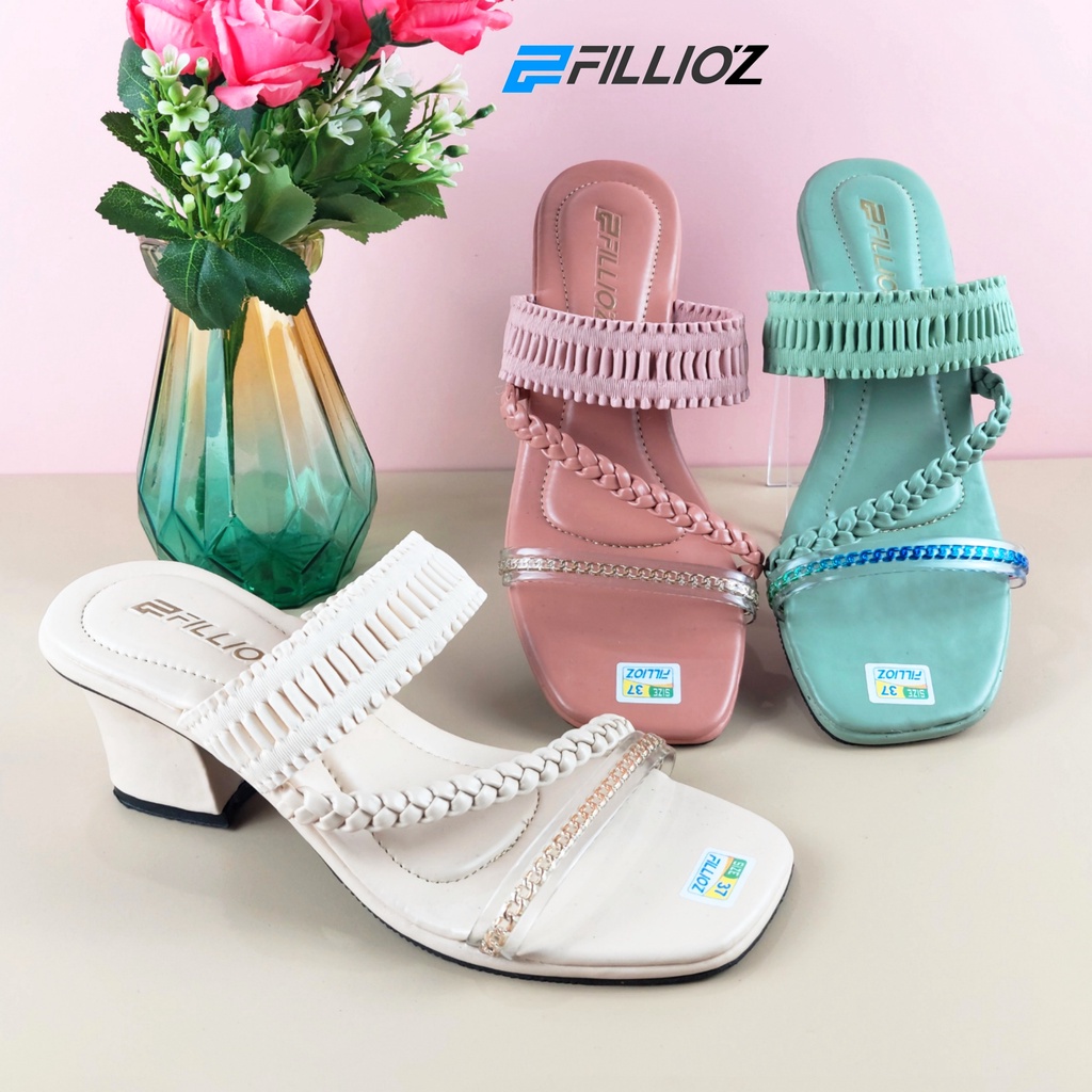 Fillioz Shanum Sandal Heels Wanita Terbaru Jelly Kerut Elastis Hak 5cm