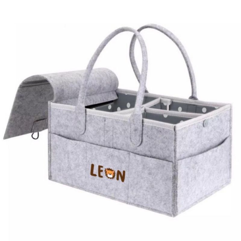 Leleoncare Leon Multipurpose Caddy Bag Ada Tutup - Leon Care Tas Organiser Perlengkapan Bayi Traveling - Tempat Wadah Alat Alat Bayi - Leleon Care Diaper Bag