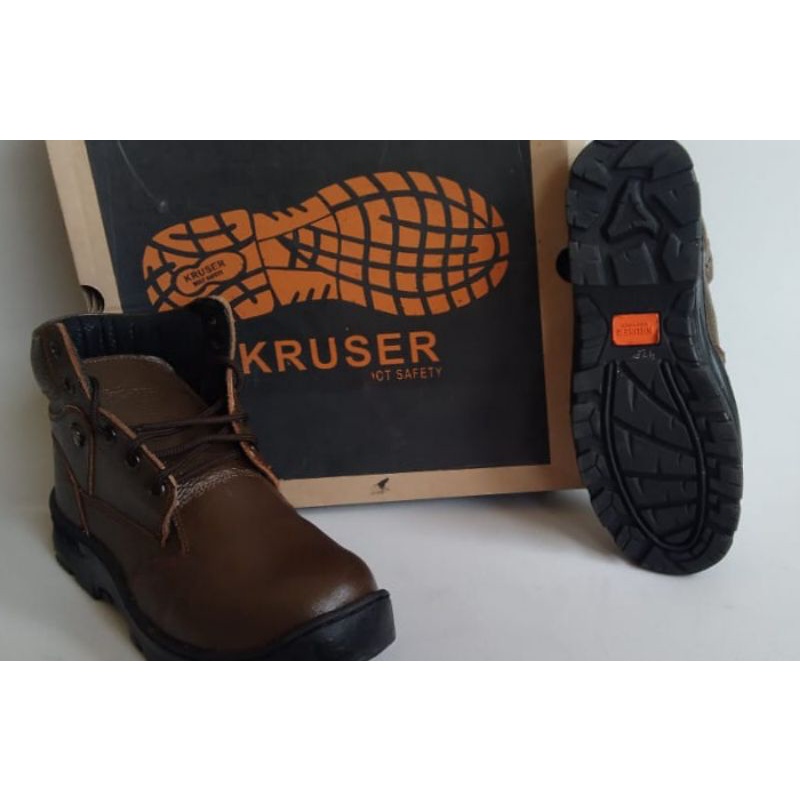 SEPATU PRIA SAFETY/SEPATU SAFETY KRUSHER MURAH /SEPATU SAFETY KULIT ASLI UJUNG BESI SOL KARET