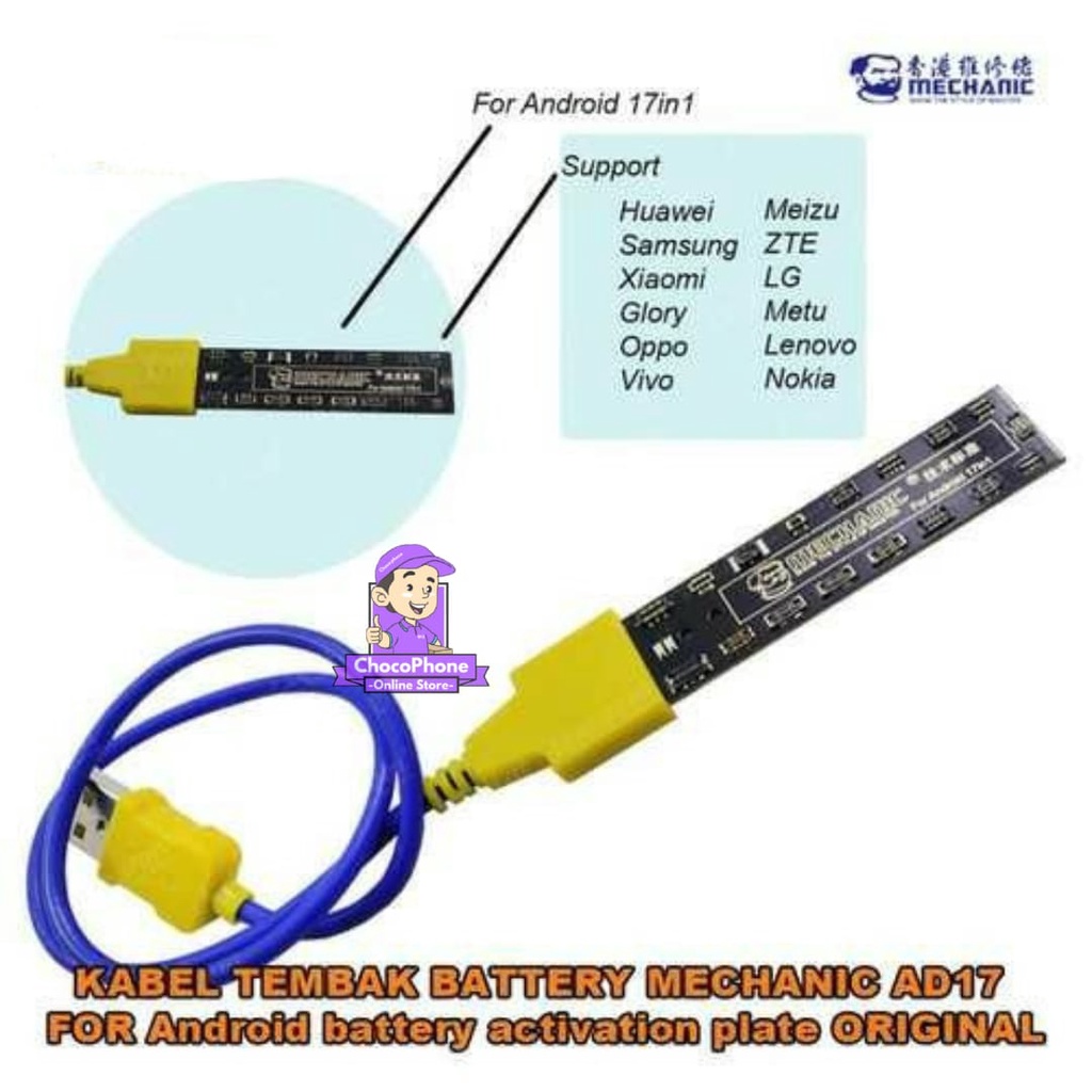 Kabel Tembak Baterai Mechanic AD17 Battery Activation Plate For Android Original