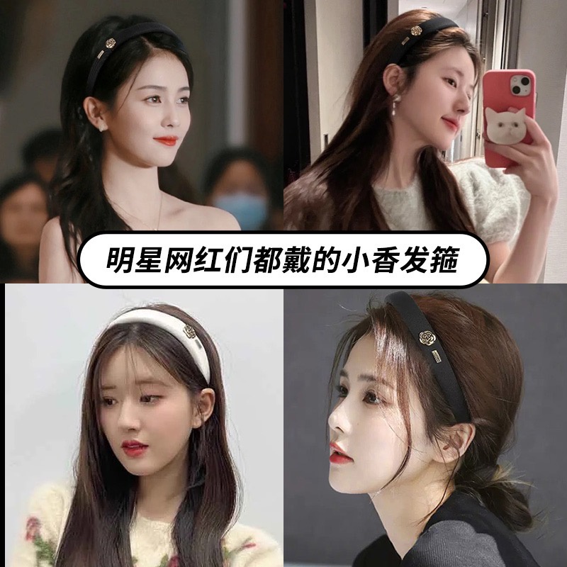 Headbands Camellia Warna Hitam Dan Putih Untuk Wanita