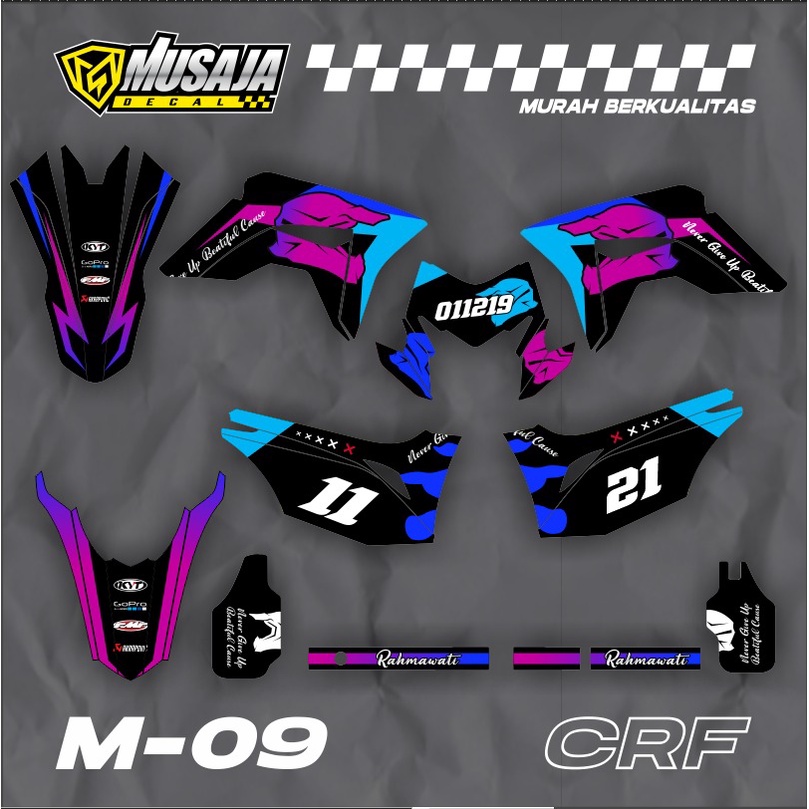 Decal CRF 150L hitam pink biru motif helm full body - Dekal crf 150 L bahan premium orajet oracal