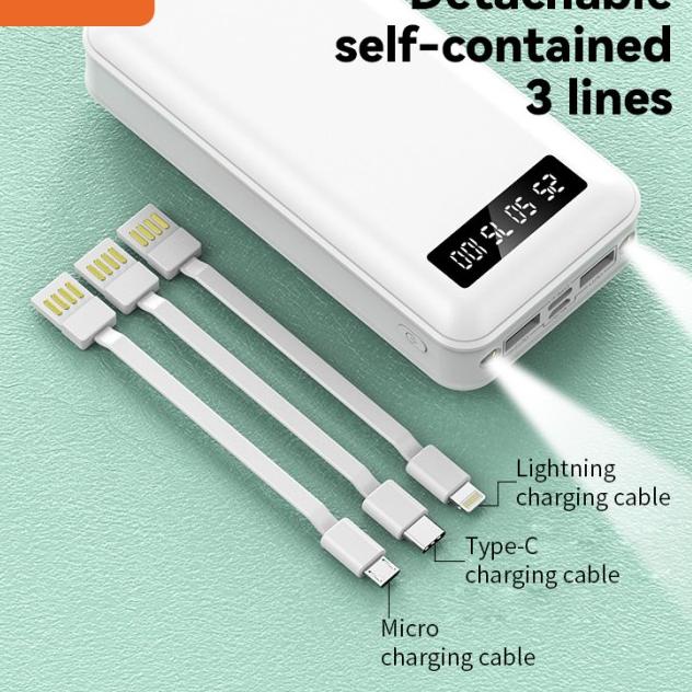 PowerBank 20000 mah Power Bank Murah Mini Dual USB LED BASIKE Fast - Putih 20000mah