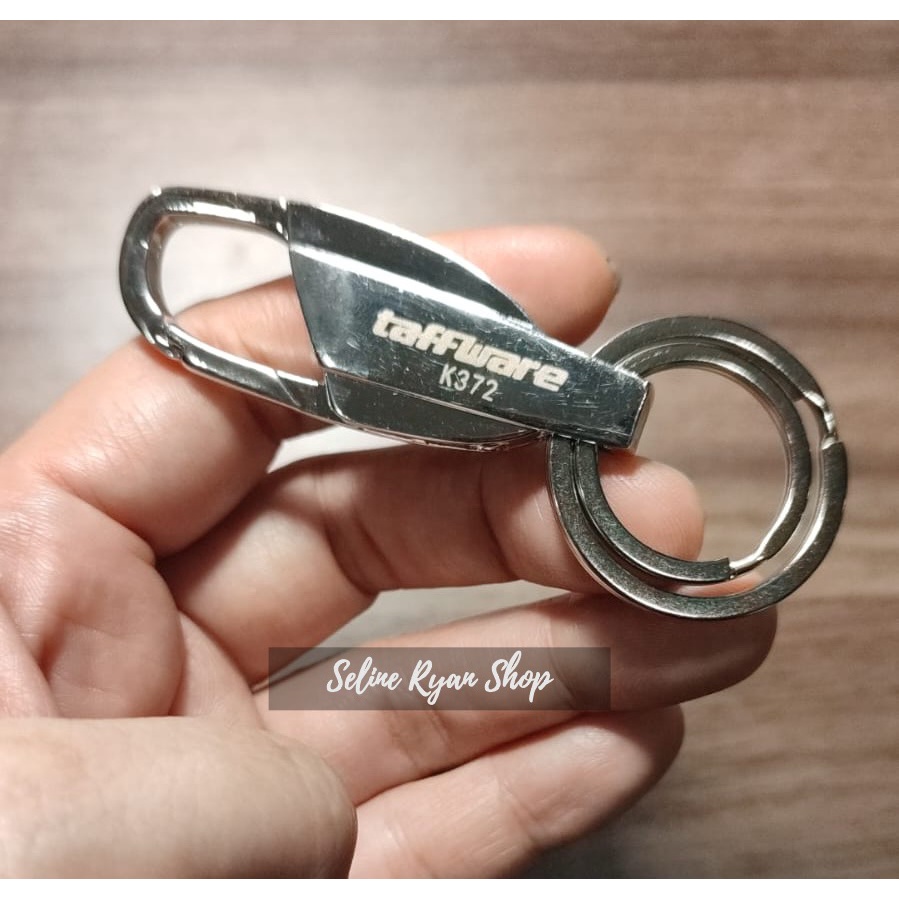 Gantungan Kunci Carabiner Double Ring Stainless Steel