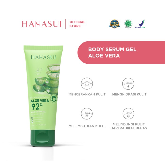 HANASUI Body Serum Gel 200ml - Body Serum Aloe Vera 92% Original BPOM