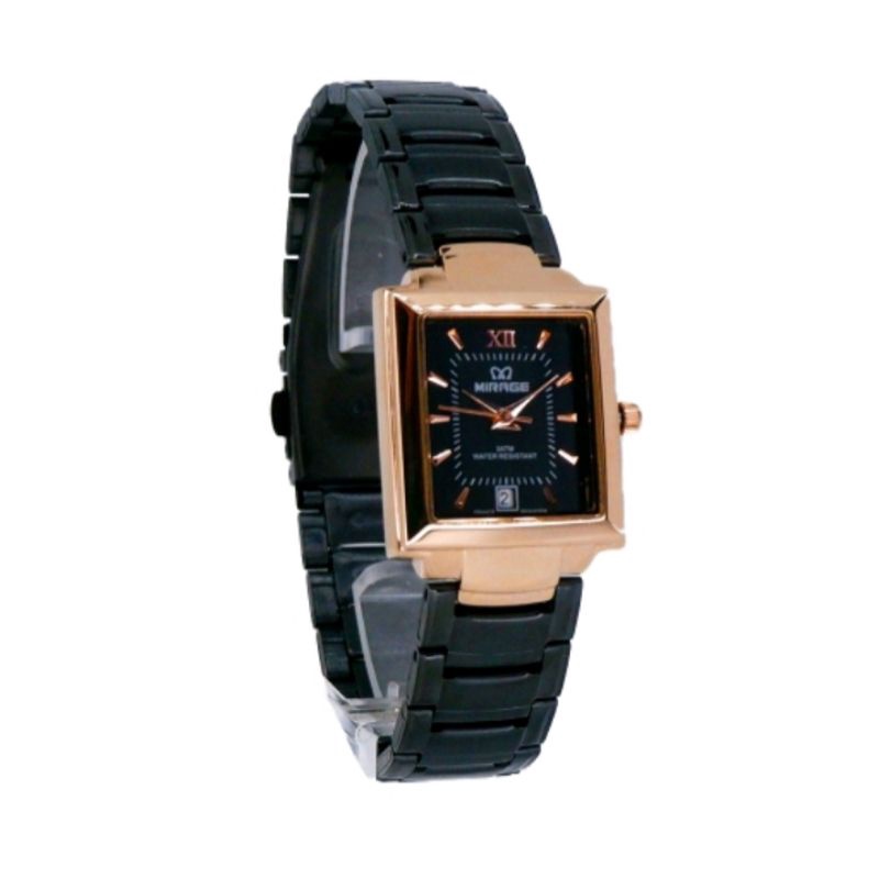 jam tangan wanita;MIRAGE M7395BSP hitam rosegold~ORIGINAL~WATER RESISTANT~TGL~STAINLESS ANTI KARAT