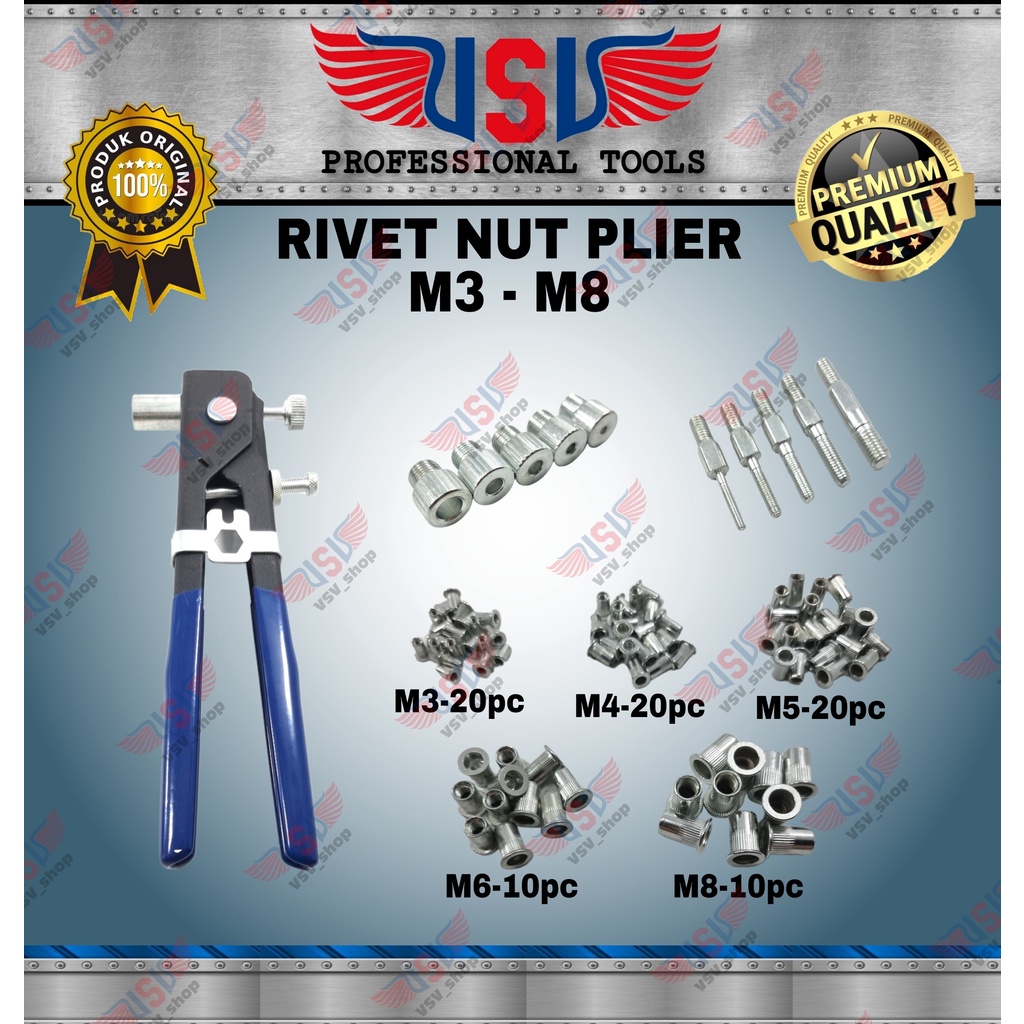 VSV Tang Rivet Nut Set Rivet Nut Setter Riveter M3-M8 Riveting Tool Nut