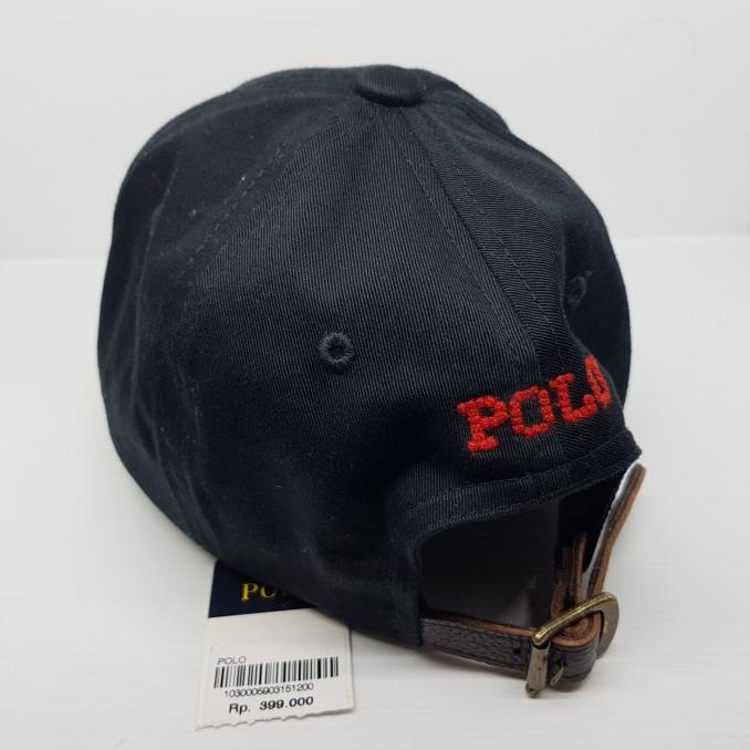 Topi POLO Hitam New Pony Leather Strap Original