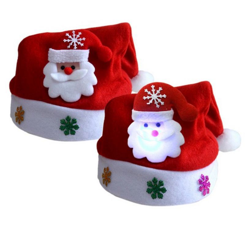 Topi Natal Sinterklas Rusa Salju LED Dewasa Dan Anak