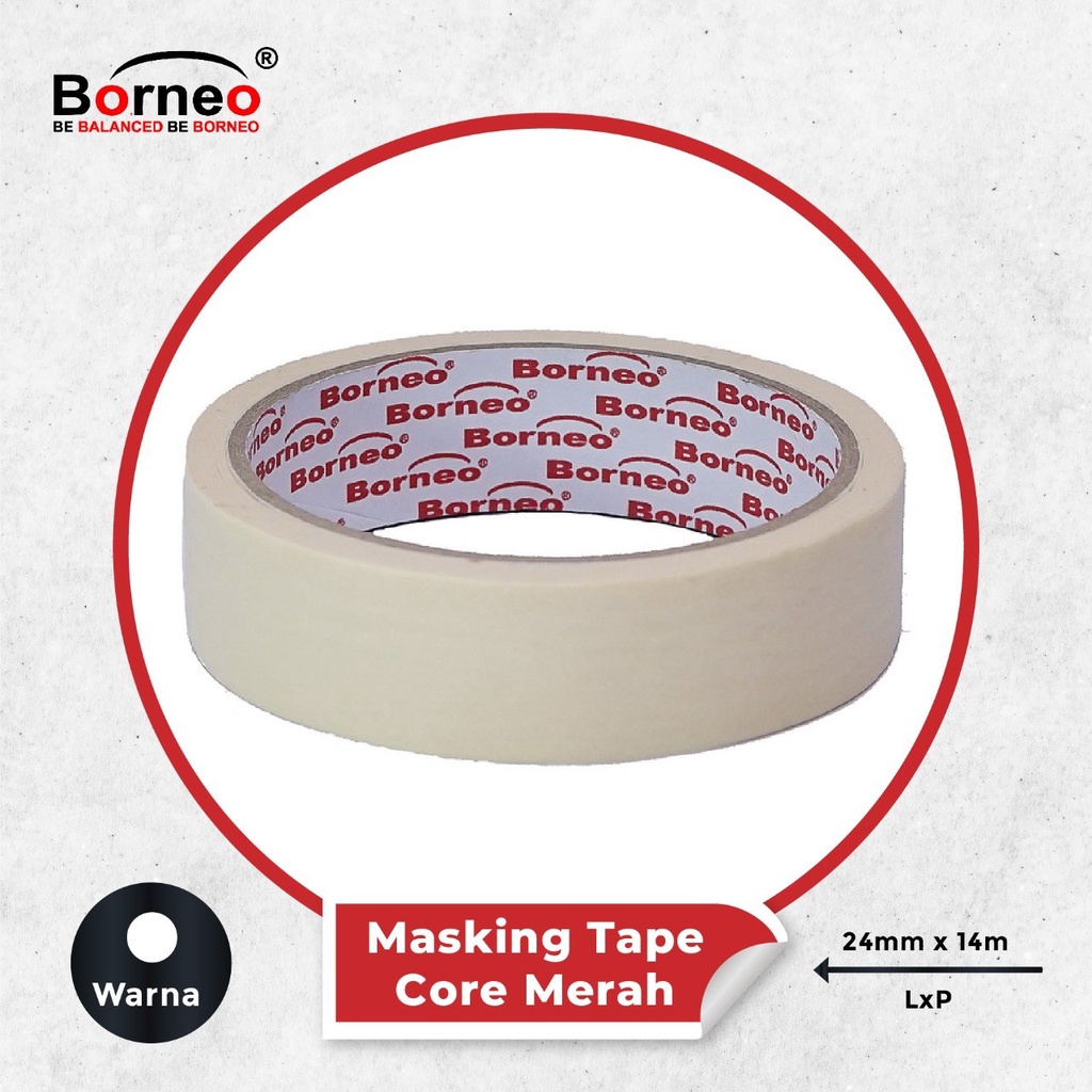 

Borneo Masking Tape / Lakban Kertas 24 mm x 14 m