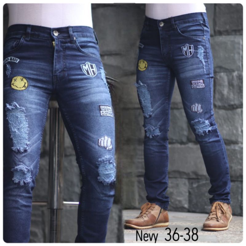 Jeans Sobek Ripped Ukuran 33-38 Jumbo Bigsize