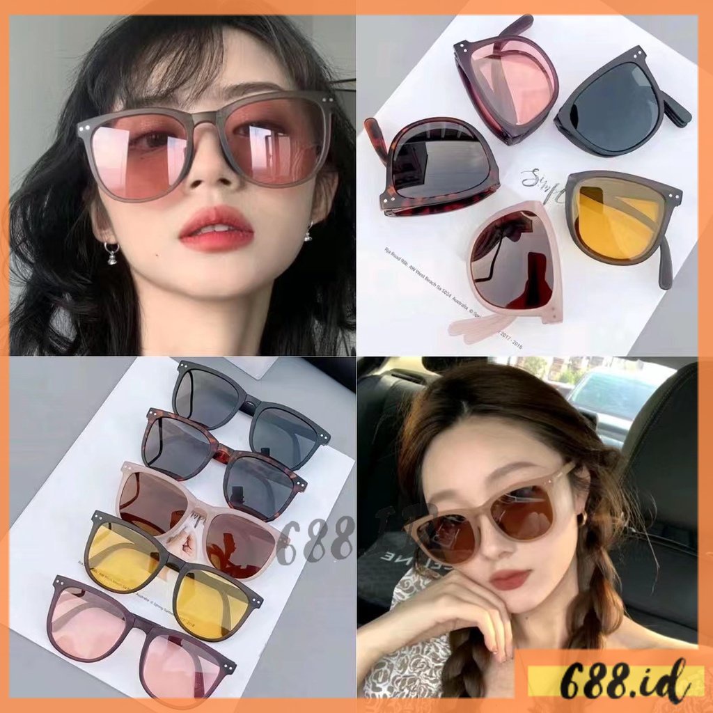 Kacamata Hitam Lipat Fashion Korea Sunglasses Anti-UV Wanita Pria Unisex Import KM 04