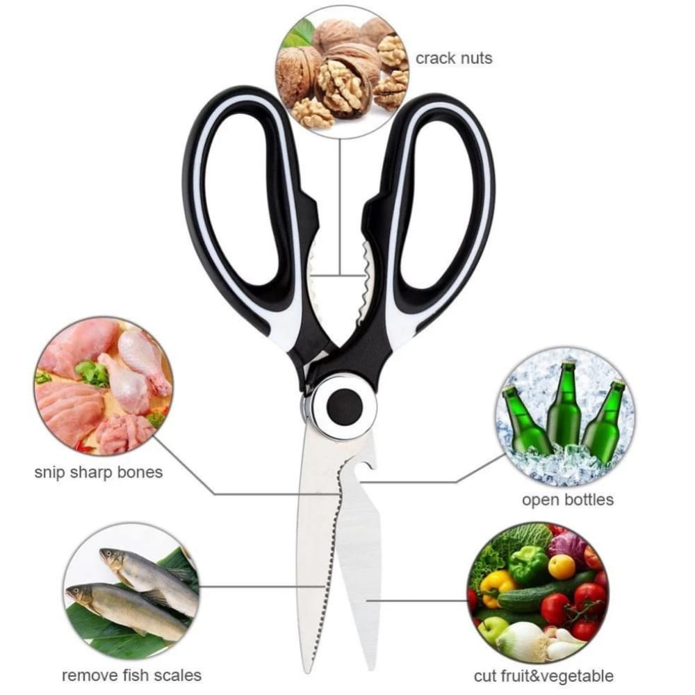 Gunting Dapur Serbaguna Gunting Ikan Ayam Daging Stainless Steel Black