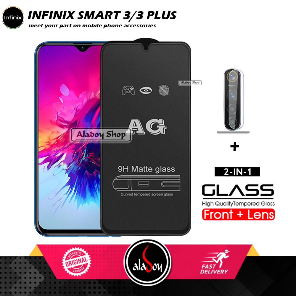 Infinix Smart 3/3 Plus PAKET 2IN1 Tempered Glass Matte Anti Glare Full Layar dan Tempered Glass Kamera