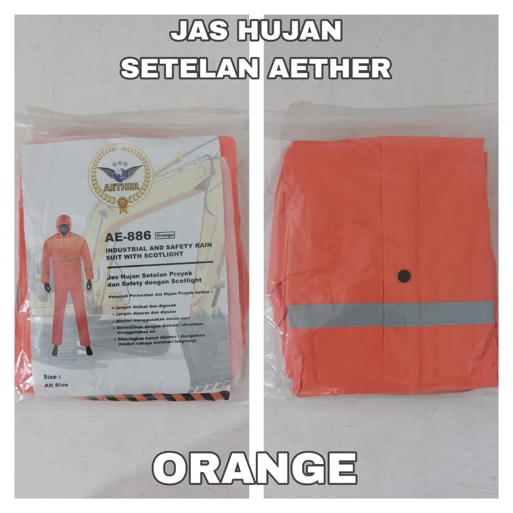 JAS HUJAN SETELAN PROYEK ORANGE KUNING HIJAU TEBAL ANTI REMBES TERMURAH AETHER