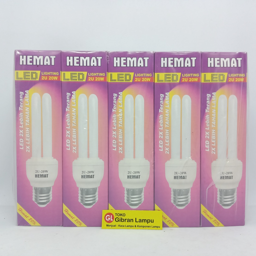 Lampu Hemat 2U 20 Watt - LED Bohlam Jari Hemat Energy