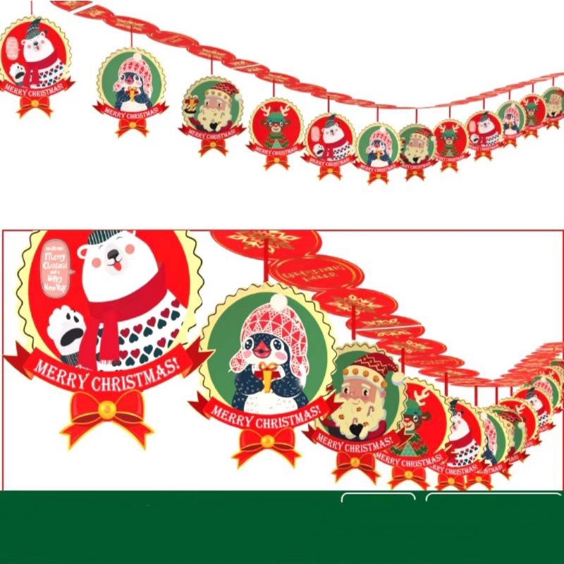 Banner Merry Christmas Santa Rusa Snowman Dekorasi Natal Murah Kado Garland Natal Merry Christmas Murah Ornamen Natal Harga Grosir