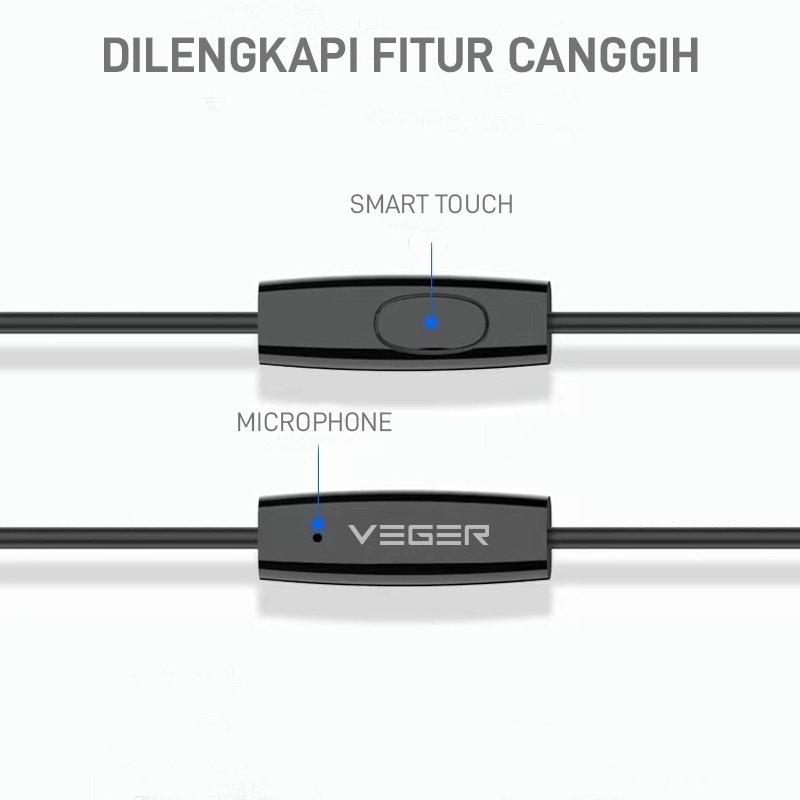 VEGER VX12 Wired In Ear Earphone 3.5mm With Microphone Stereo Extra Bass Handsfree Headset