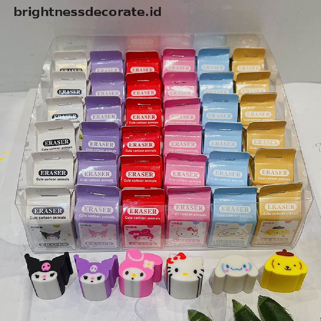 6 Pcs Penghapus Mini Bentuk Kotak Susu Motif Kartun Sanrio Melody Untuk Alat Tulis Anak